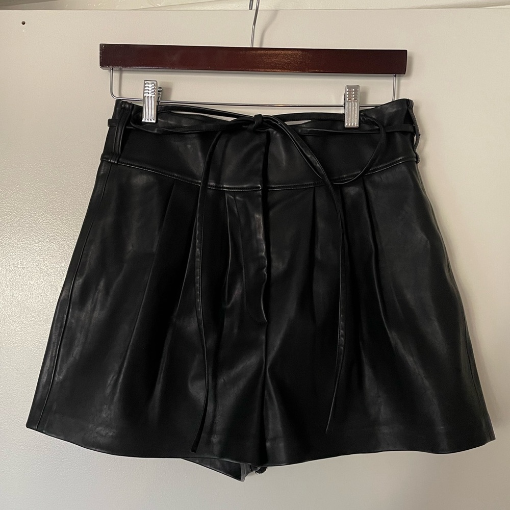 Blank NYC Black Faux Leather Shorts